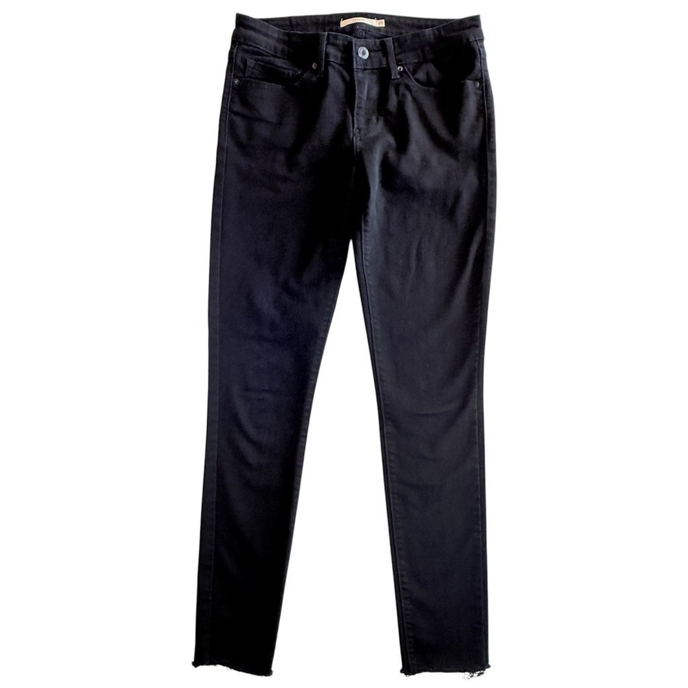 Levi's 711 Skinny Jeans Women 27 Black Raw Hem Mid Rise